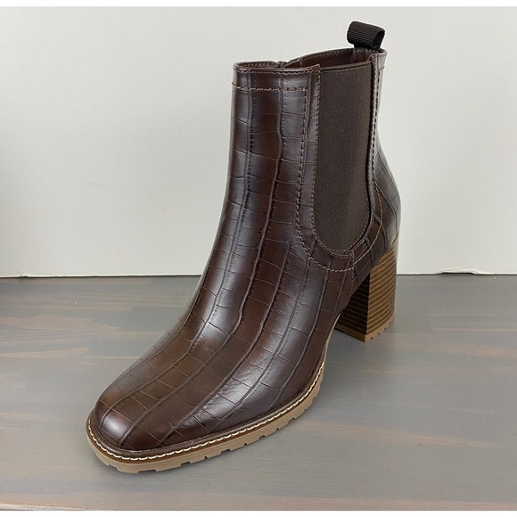 White Mountain Shoes - White Mountain Croc Embossed Livelong Chelsea Ankle Boots‎ Women 9M Brown NWOB